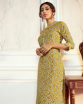 Lemon Yellow Color Party Wear Printed Palazzo Style Suits