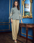Gray-Beige Colored Casual Wear ReadyMade Palazzo Set
