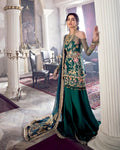 Dark Green Color Crimson Bridal Wear Unstitched Pakistani Sharara Suit