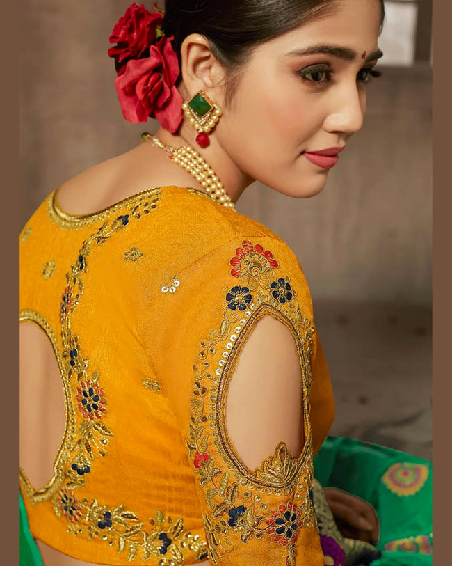 Green Color Festive Wear Pure Dola Jacquard Silk Designer Saree