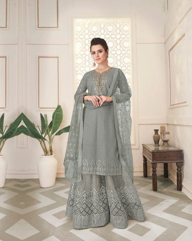 Georgette Embroidery Party Wear Semi-Stitched Sharara Suits at Rs  2299/piece in Surat