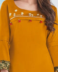 Mustard Color Rayon Stylish Printed Sharara Palazzo Suits