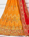 Mustard Yellow Color Wedding Wear Silk Jari Thread Work  Lehenga