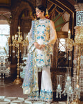 Entrancing White Blue Color Georgette Unstitched Pakistani Suit