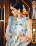Entrancing White Blue Color Georgette Unstitched Pakistani Suit