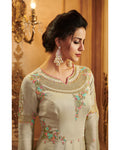 Beige Color Party Wear Georgette With Embroidery Work Lehenga Style Suit