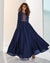 Navy Blue Colored PartyWear Embroidered Silk Gown
