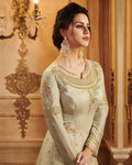 Beige Color Party Wear Georgette With Embroidery Work Lehenga Style Suit