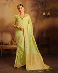 Olive Green Color Party Wear Jacquard Silk Saree