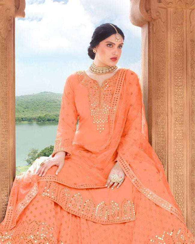 Buy Corn Yellow Gharara Skirt Suit In Cotton Silk With Floral Embroidery  KALKI Fashion India