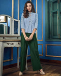 Blue-Green Colored Casual Wear ReadyMade Palazzo Set