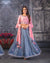 Pink and Gray Color Party Wear Crop Top with Maxi Skirt Set