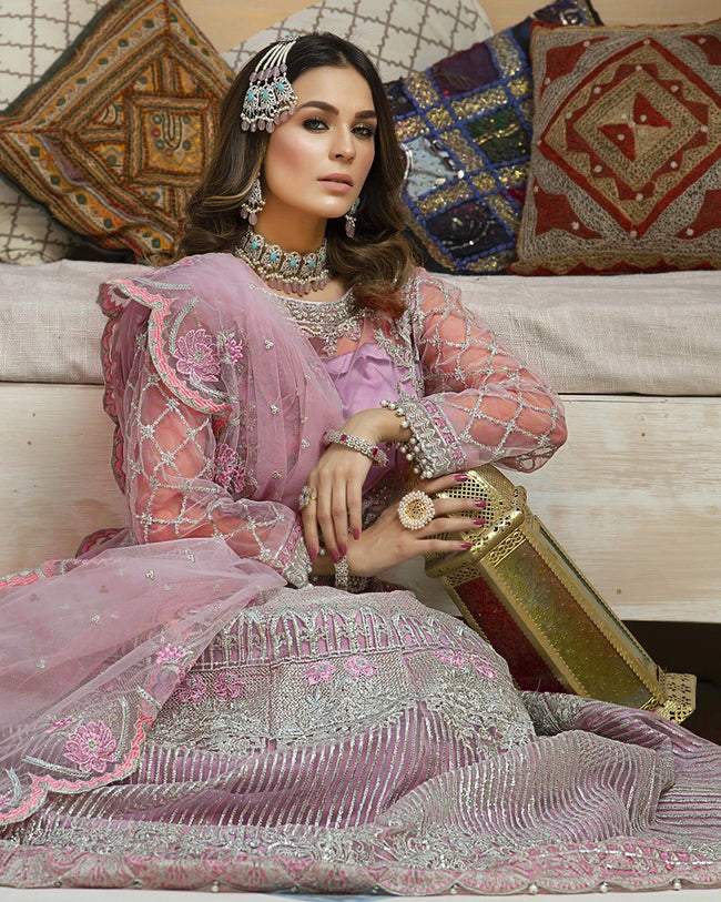 Pink Colored NETTED Unstitched Pakistani Salwar Kameez Suits