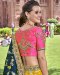Yellow-Pink Color Wedding Wear Banarasi Silk Lehenga Choli
