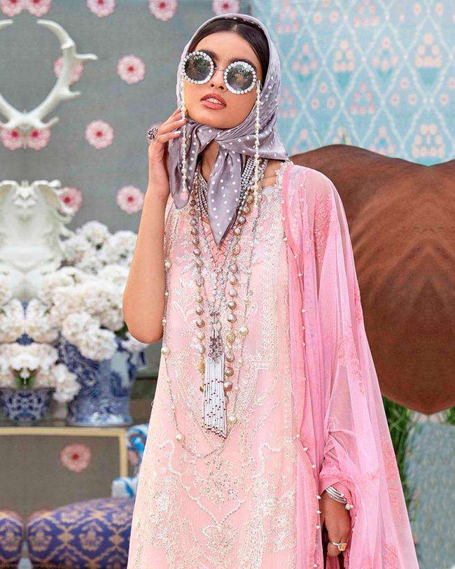 Pink Color Unstitched Lawn Pakistani Salwar Kameez Suit