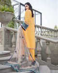 Mustard Color Unstitched Cotton Lawn Pakistani Salwar Kameez Suit