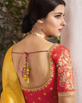 Red-Gray Color Festive Wear Silk Jacquard Embroidery Lehenga Choli