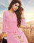 Pink Colored Ethnic Wear Stitched Embroidered Cotton Silk Kurti