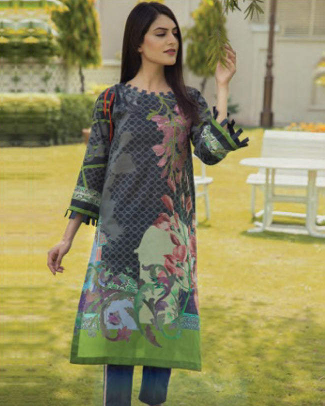 Grey Color Lawn Cotton Patch Embroidery With Work Pakistani Suit