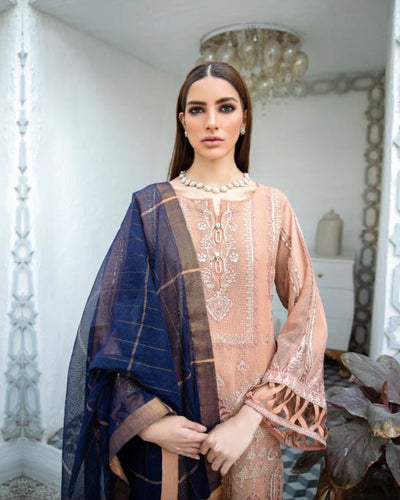 ncia Chiffon Collection-04-PEACH SALT-100% Original Dress Material Pakistani Salwar Suit