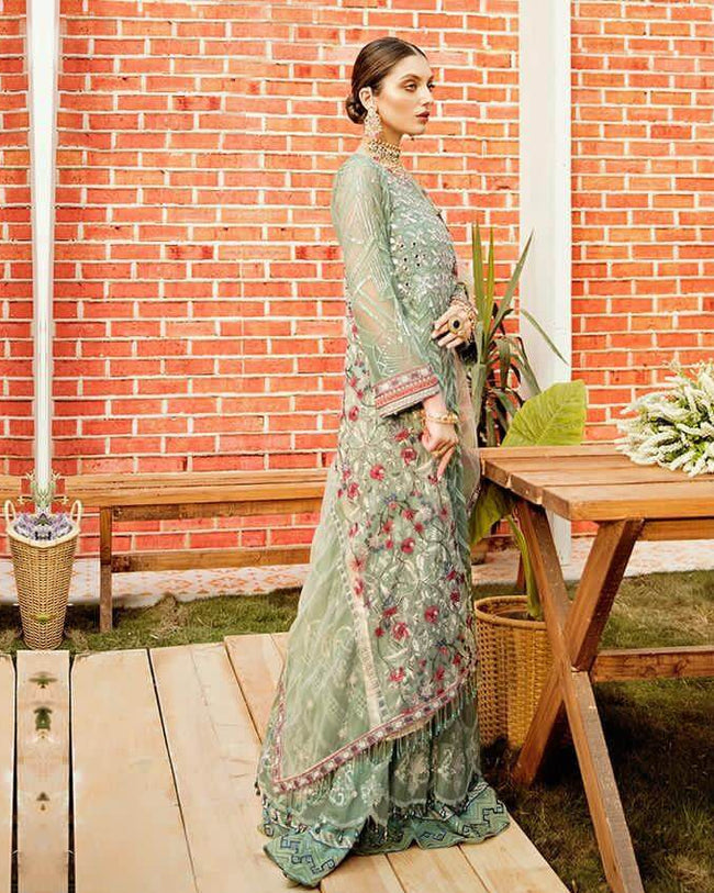 Adorable Olive Green Color Bridal Wear Georgette Unstitched Pakistani Suit