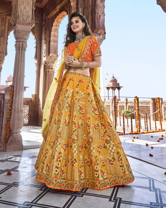 Buy Awesome Yellow Color Lehenga Choli With Koti, Lehenga Choli With Shrug  for Wedding and Partywear, Haldi Lehengas With Shrug Style, Crop Top Online  in India - Etsy