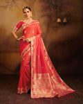 Red Color Two Tone Wedding Wear Jacquard Silk Saree