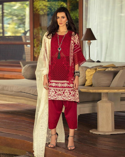 Maroon Color Pure Cotton Printed Pakistani Embroidery Suit (Made in India)