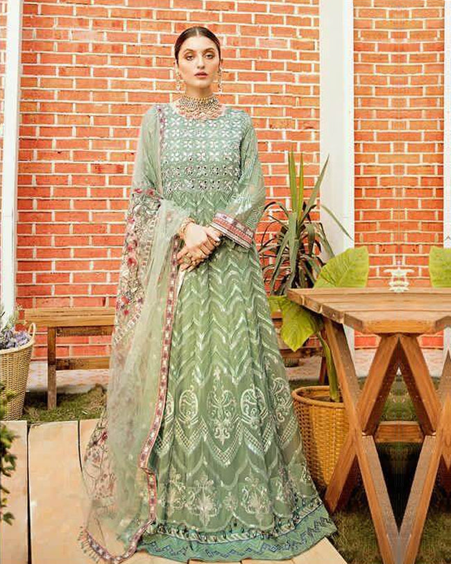 Adorable Olive Green Color Bridal Wear Georgette Unstitched Pakistani Suit