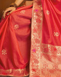 Red Color Two Tone Wedding Wear Jacquard Silk Saree