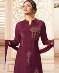 Purple Colored Casual Wear Pure Viscose Palazzo Suit with Dupatta