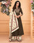 Innovative Brown Colored Partywear Embroidered Muslin Palazzo Suit