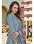Bluish Gray Colored Partywear Embroidered Art Silk Gown With Muslin Silk Dupatta