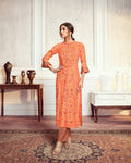 Orange Color Festive Wear Printed Palazzo Style Suits