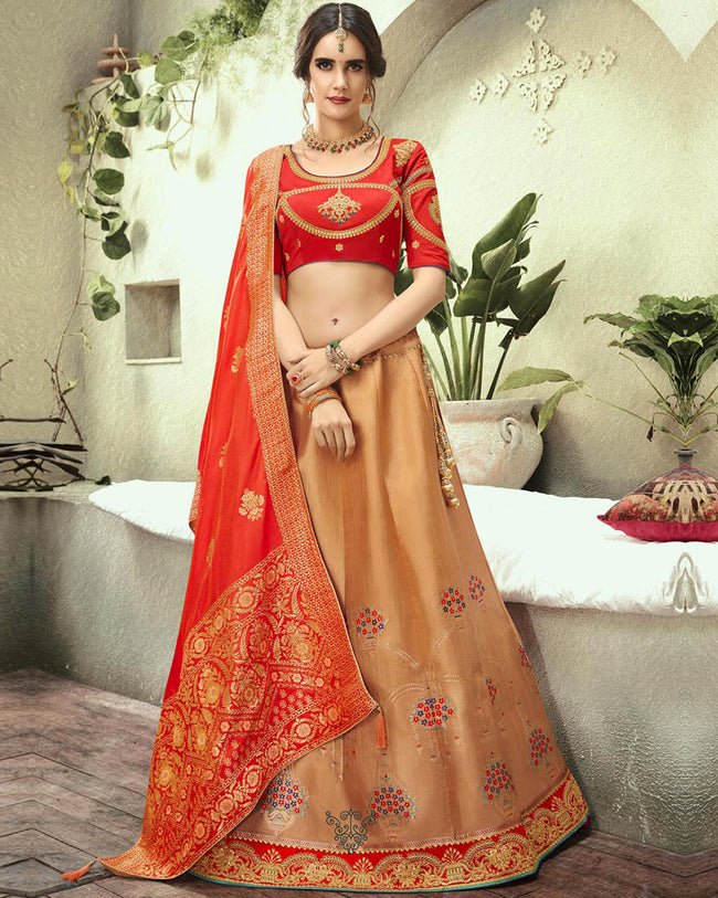 Red Color Bridal Wear Lehenga & Blouse with Dupatta