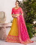 Magenta Pink Color Festive Wear Silk Jacquard Embroidery Lehenga Choli