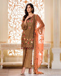 Olive Green Color Party Dress Material Palazzo Style Pakistani Suit