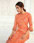 Orange Color Festive Wear Printed Palazzo Style Suits