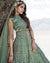 Olive Green Color Wedding Wear Net Semi Stitched Anarkali Gown Dress