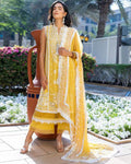 Yellow Color Unstitched Cotton Self Embroidery Lawn Pakistani Salwar Kameez Suits