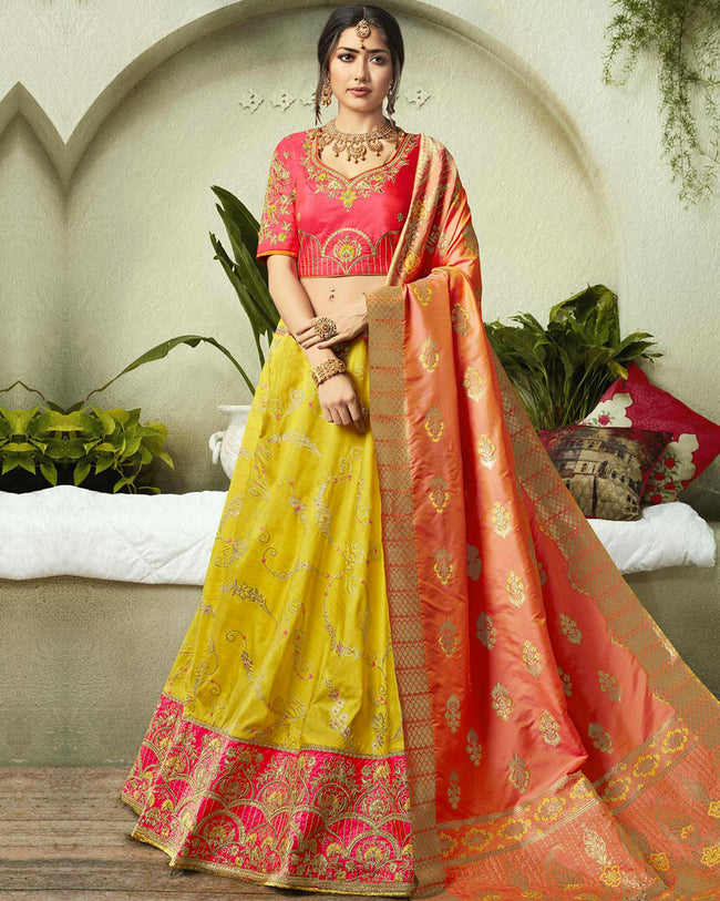 Yellow Color Party Wear Lehenga & Blouse with Dupatta