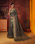 Gray Color Wedding Wear Banarasi Cotton Silk Saree