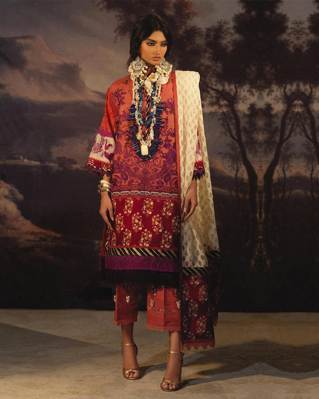 MultiColor Jam Cotton Unstitched Printed Pakistani Salwar Kameez Suits
