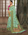 Sea Green Color Festive Wear Pure Dola Jacquard Silk Designer Saree