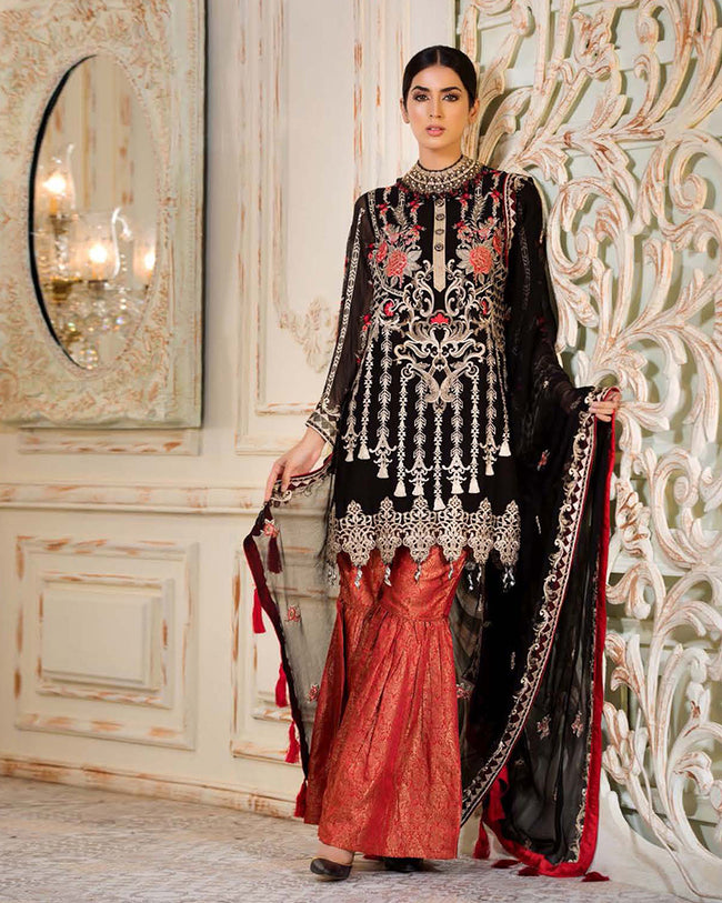 Buy Redefined Pink Organza Partywear Sharara Style Suit at Inddus.in.