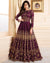 Dark Purple Color Wedding Wear Silk Semi Stitched Embroidery Anarkali Gown