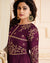 Dark Purple Color Wedding Wear Silk Semi Stitched Embroidery Anarkali Gown