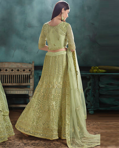 Green Color Party Wear NET Lehenga & Blouse with Dupatta
