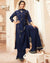 Navy Pure Colored Casual Wear Pure Viscose Palazzo Suit with Dupatta