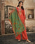 Orange Color Printed Pashmina Unstitched Winter Pakistani Suit